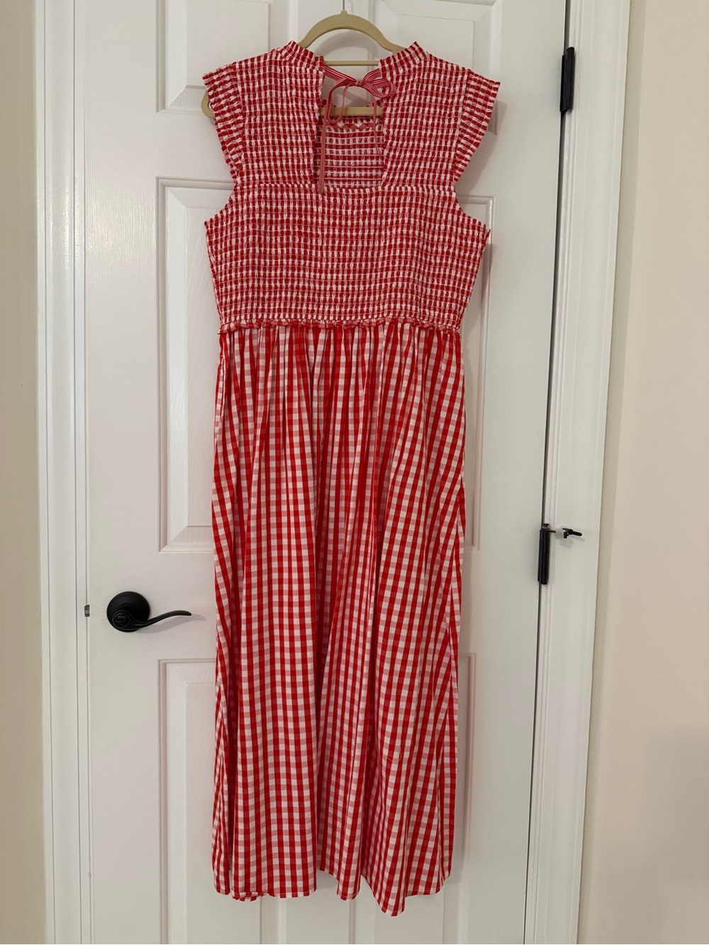 NEW with tags! Crown & Ivy Red Gingham Smocked Top Maxi Dress - Picture 7 of 9